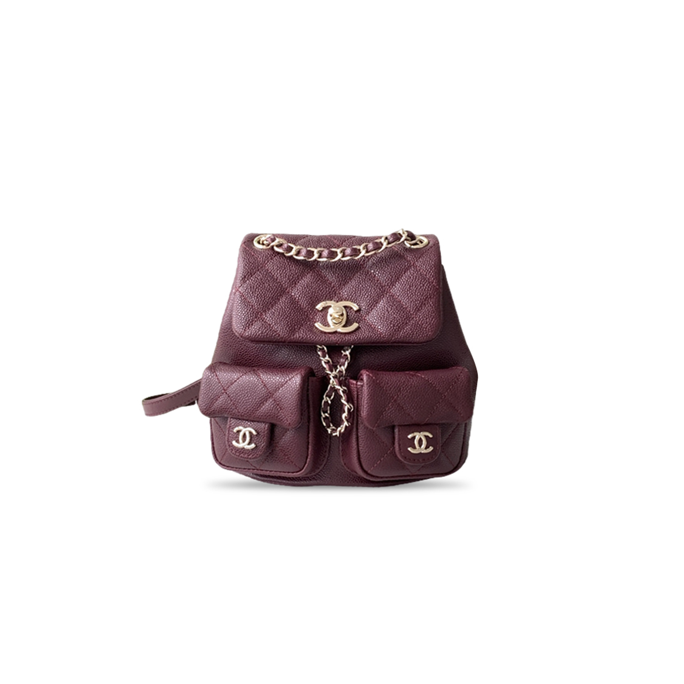 CHANEL MASTER SMALL DUMA BACKPACK MATELASSE CAVIAR LEATHER AS3787 (17.5*16.5*10cm)